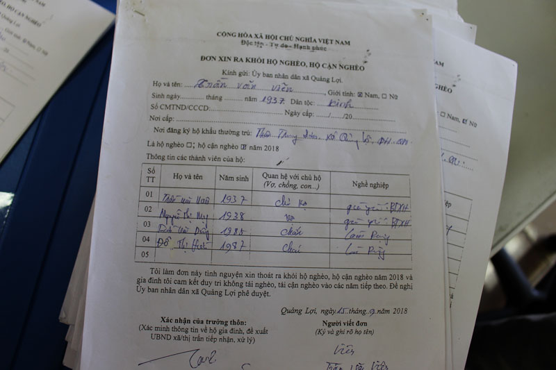 Hàng trăm lá đơn đăng ký tự nguyện thoát nghèo ở Đầm Hà.
