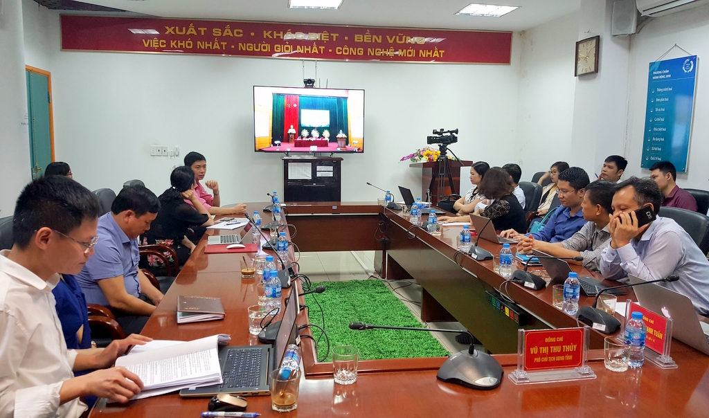 Quang cảnh hội nghị trực tuyến tại đầu cầu Quảng Ninh.