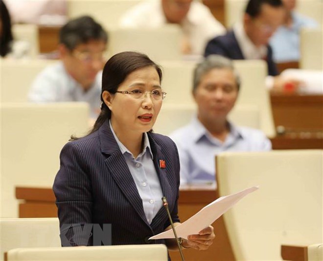 Đại biểu Quốc hội tỉnh Quảng Ninh Đỗ Thị Lan phát biểu trong một phiên họp. Ảnh: Phương Hoa/TTXVN