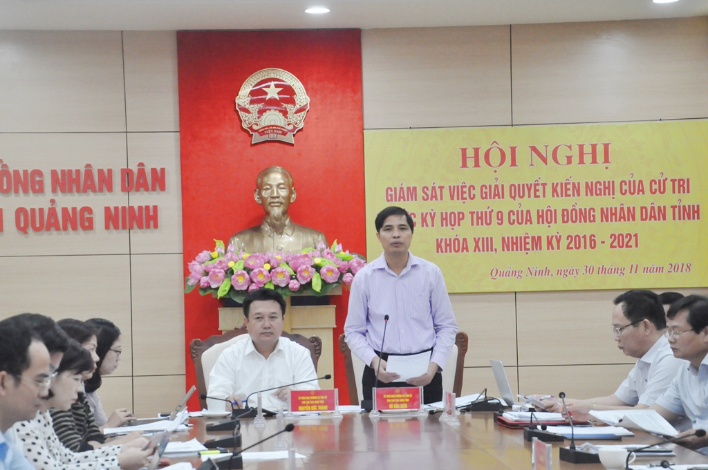Đồng chí Vũ Văn Diện, Phó Chủ tịch UBND tỉnh phát biểu tại cuộc họp.