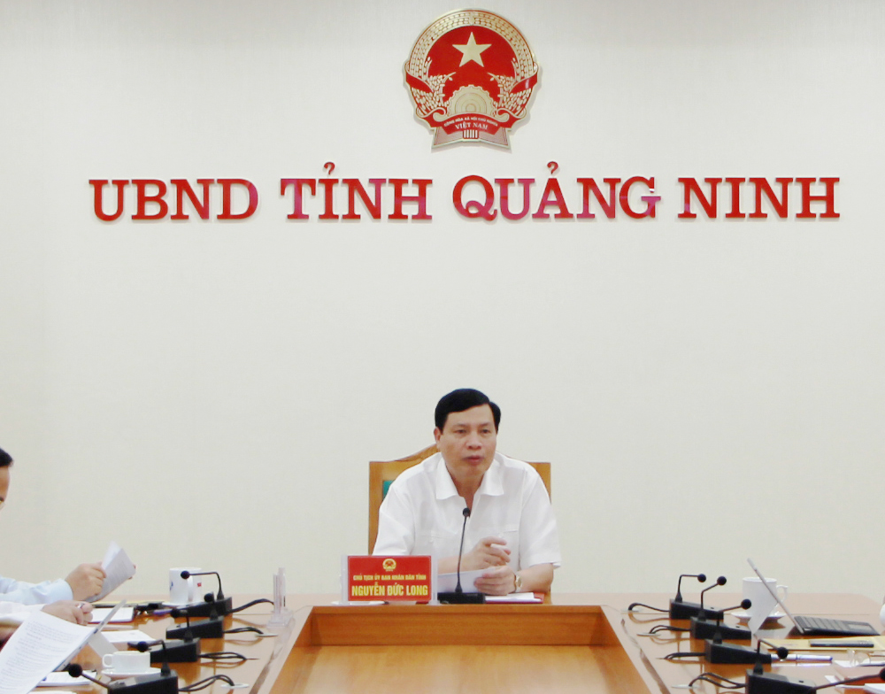 Chủ tịch UBND tỉnh Nguyễn Đức Long phát biểu kết luận cuộc họp.