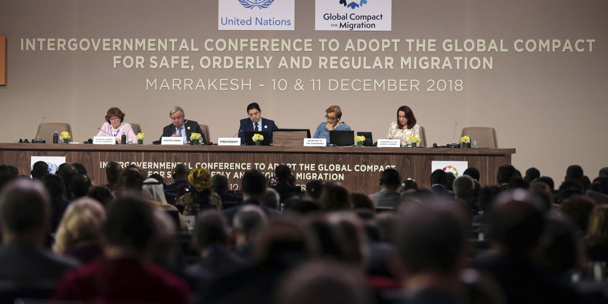 Hội nghị về di cư của Liên hợp quốc (LHQ) ở thành phố Marrakech của Maroc (ảnh: AP)