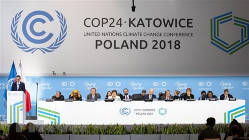 Các đại biểu chủ trì hội nghị của Liên Hợp Quốc về biến đổi khí hậu lần thứ 24 (COP 24) tại Katowice (Ba Lan) ngày 4-12-2018. (Nguồn: THX).