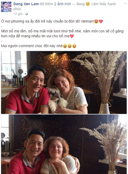 Văn Lâm chia sẻ những dòng status đầy tình cảm, hài hước dành cho bố mẹ trên trang cá nhân vào dịp sát Tết năm 2017. Ảnh: Facebook Dang Van Lam.