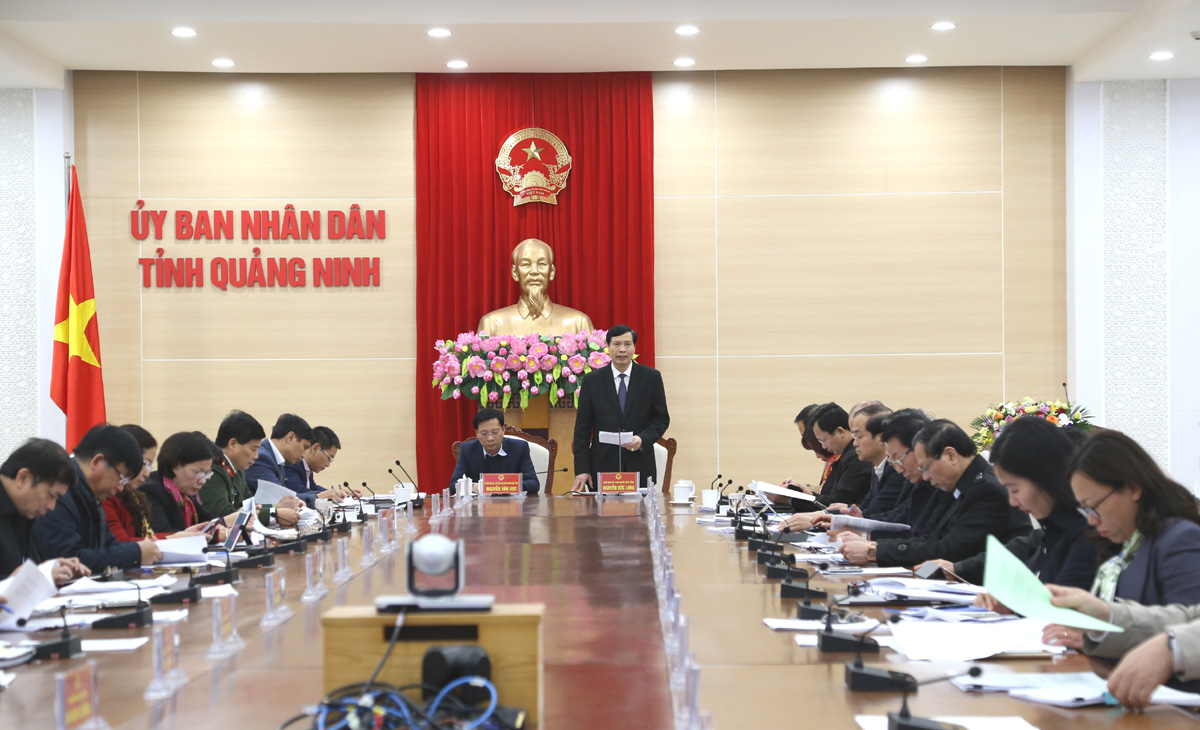 Đồng chí Nguyễn Đức Long, Phó Bí thư Tỉnh ủy, Chủ tịch UBND tỉnh, phát biểu kết luận cuộc họp.