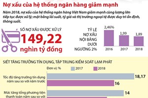 Nợ xấu của hệ thống ngân hàng giảm mạnh trong năm 2018