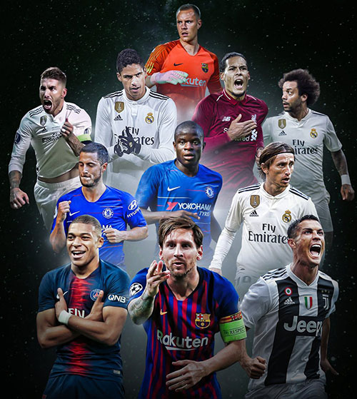 Đội hình tiêu biểu của UEFA năm 2018 do người hâm mộ bình chọn. Ảnh: UEFA.