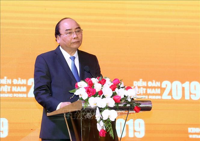 Thủ tướng Nguyễn Xuân Phúc phát biểu tại Diễn đàn. Ảnh: Thống Nhất/TTXVN