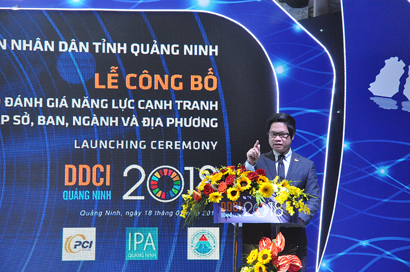 Đồng chí Vũ Tiến Lộc, Chủ tịch Phòng Thương mại và Công nghiệp Việt Nam, Trưởng Ban Chỉ đạo PCI Quốc gia phát biểu tại lễ công bố.
