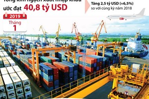 Tổng kim ngạch xuất nhập khẩu tháng 1 ước đạt 40,8 tỷ USD