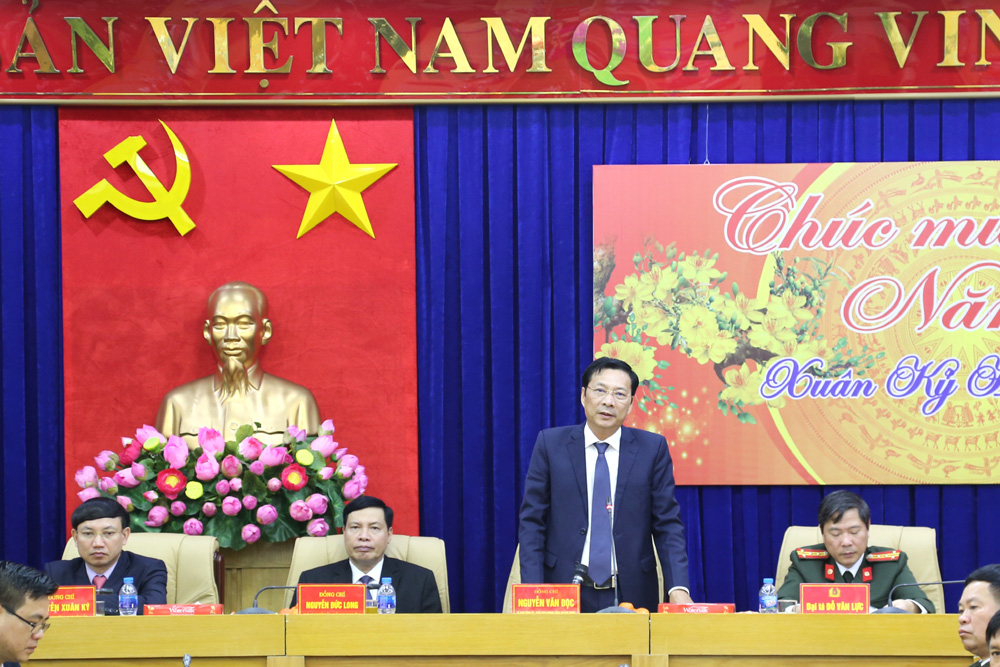 Đồng chí Nguyễn Văn Đọc, Bí thư Tỉnh ủy, Chủ tịch HĐND tỉnh phát biểu chỉ đạo tại cuộc họp.