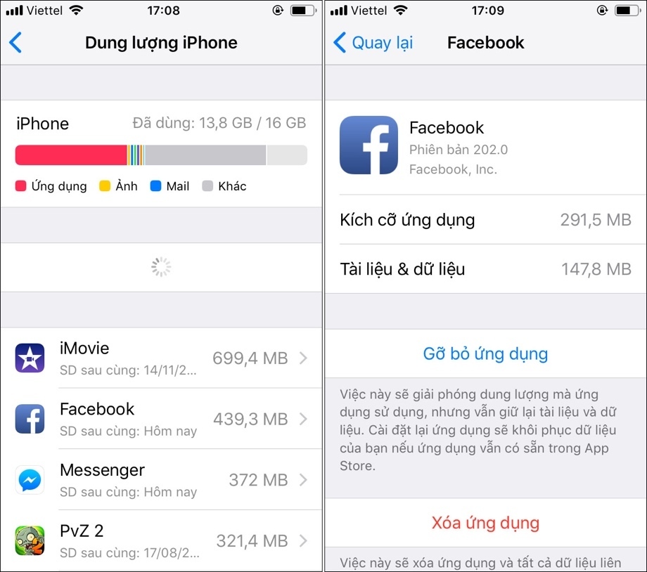 Cách dọn dẹp ứng dụng Facebook trên iPhone.