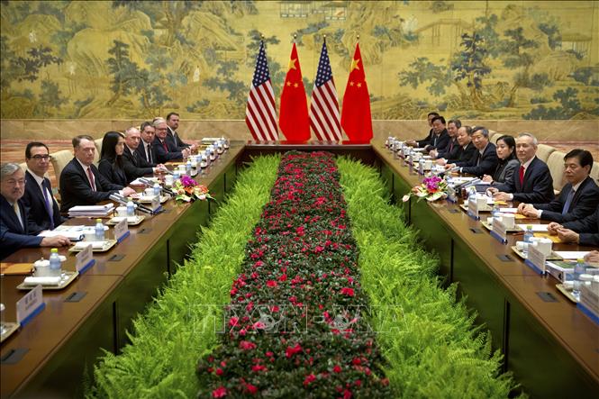 Vòng đàm phán thương mại cấp cao Mỹ - Trung Quốc tại Bắc Kinh ngày 14/2/2019. Ảnh: AFP/TTXVN