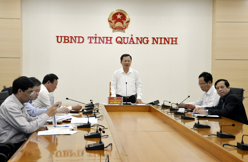Đồng cchisCao Tường Huy, Phó Chủ tịch UBND tỉnh phát biểu kết luận cuộc họp
