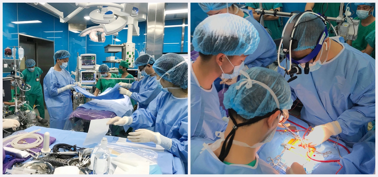 Thực hiện phẫu thuật tim hở tại Bệnh viện Sản Nhi Quảng Ninh cho các bệnh nhi