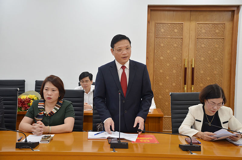 Đồng chí Nghiêm Xuân Cường, Giám đốc Sở Tư pháp phát biểu nhận nhiệm vụ mới.