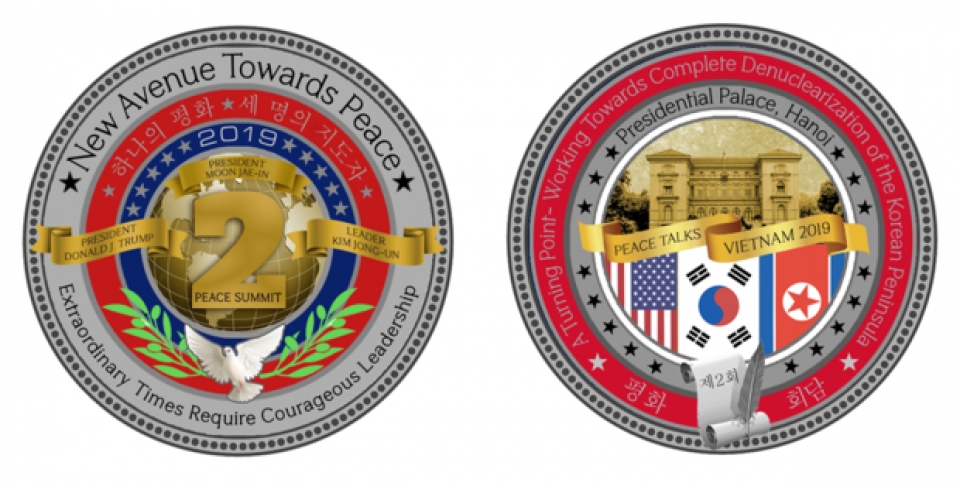 Nhà trắng in hình Phủ Chủ tịch trên đồng xu kỷ niệm Thượng đỉnh Mỹ-Triều