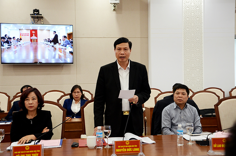 Đồng chí Nguyễn Đức Long, Phó Bí thư Tỉnh ủy, Chủ tịch UBND tỉnh phát biểu tại buổi làm việc.