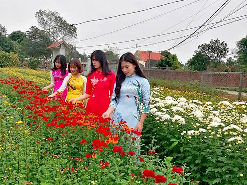 Mô hình vườn mẫu tại xã Quảng Minh được nhiều người dân, du khách đến thăm quan, chụp ảnh trong dịp tết Nguyên đán 2019 (Ảnh do UBND xã Quảng Minh cung cấp)