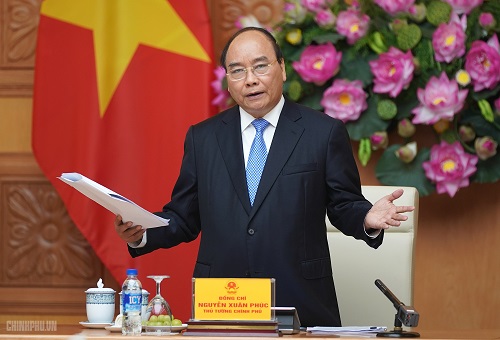 Thủ tướng Nguyễn Xuân Phúc phát biểu tại cuộc làm việc - Ảnh: VGP/Quang Hiếu 