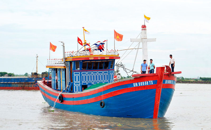 Tàu cá của ông Nguyễn Xuân Chiến (huyện Cô Tô) được vay vốn theo Nghị định 67.