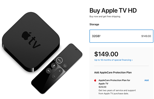 Sản phẩm ra mắt từ 2015 nhưng vẫn được Apple tiếp tục bán ra thị trường và mang tên mới Apple TV HD.