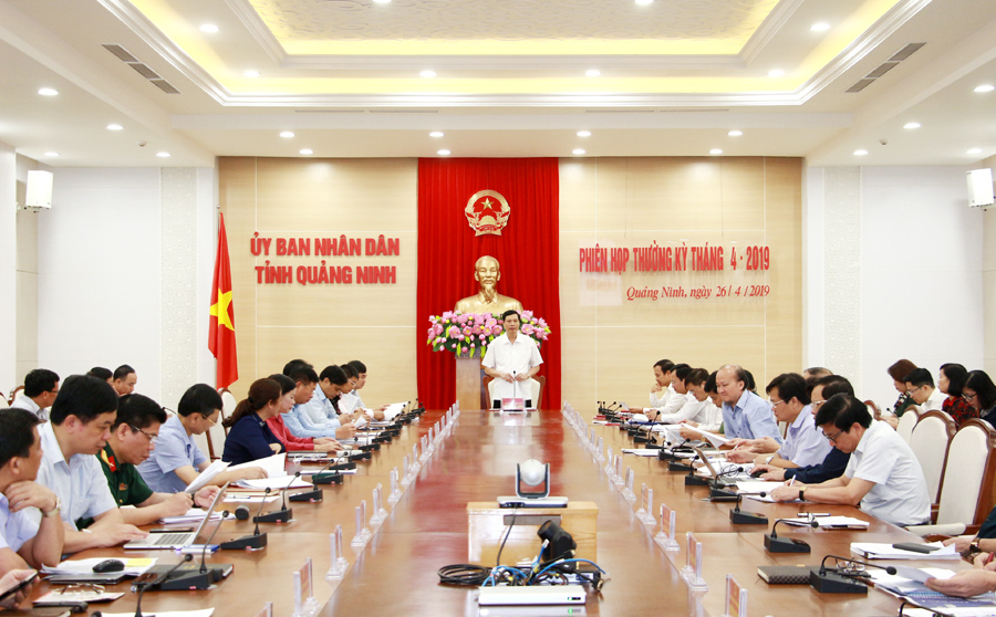 Đồng chí Nguyễn Đức Long, Chủ tịch UBND tỉnh, phát biểu tại buổi làm việc.