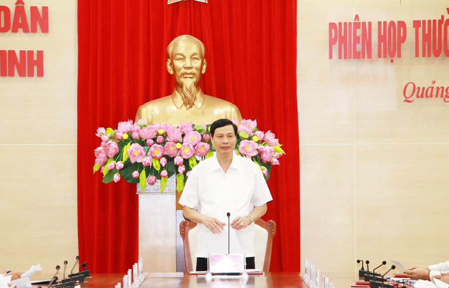 Đồng chí Nguyễn Đức Long, Chủ tịch UBND tỉnh, phát biểu tại buổi làm việc.