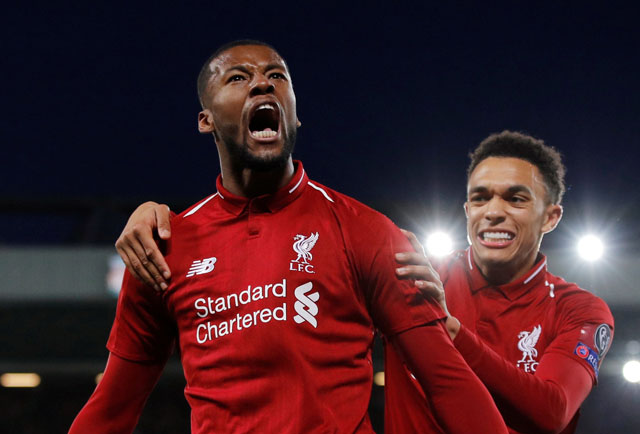 Wijnaldum vào sân ở đầu hiệp hai và ghi liền 2 bàn trong vòng 2 phút.