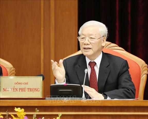  Tổng Bí thư, Chủ tịch nước Nguyễn Phú Trọng chủ trì và phát biểu khai mạc hội nghị. Ảnh: TTXVN