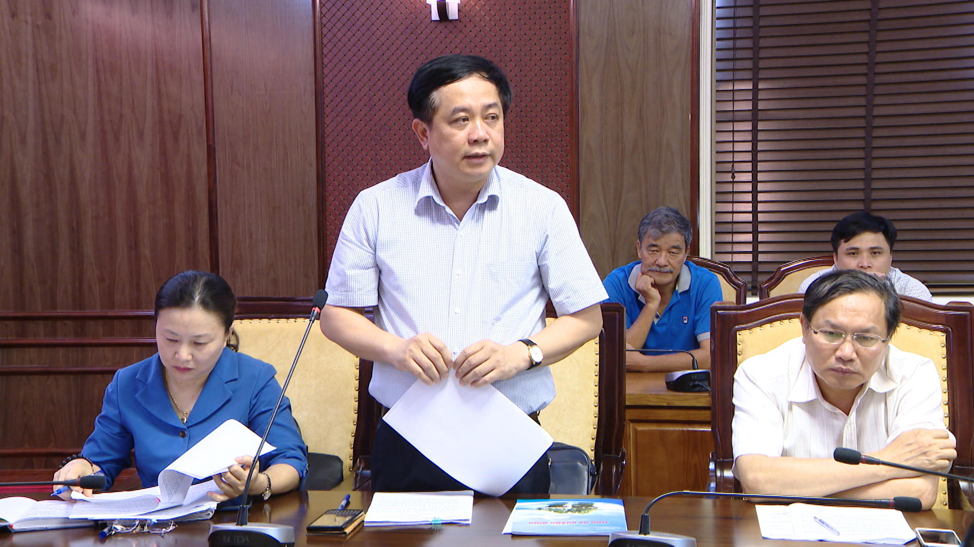 Đ/c Mai Vũ Tuấn, Giám đốc Trung tâm Truyền thông tỉnh phát biểu tại buổi làm việc