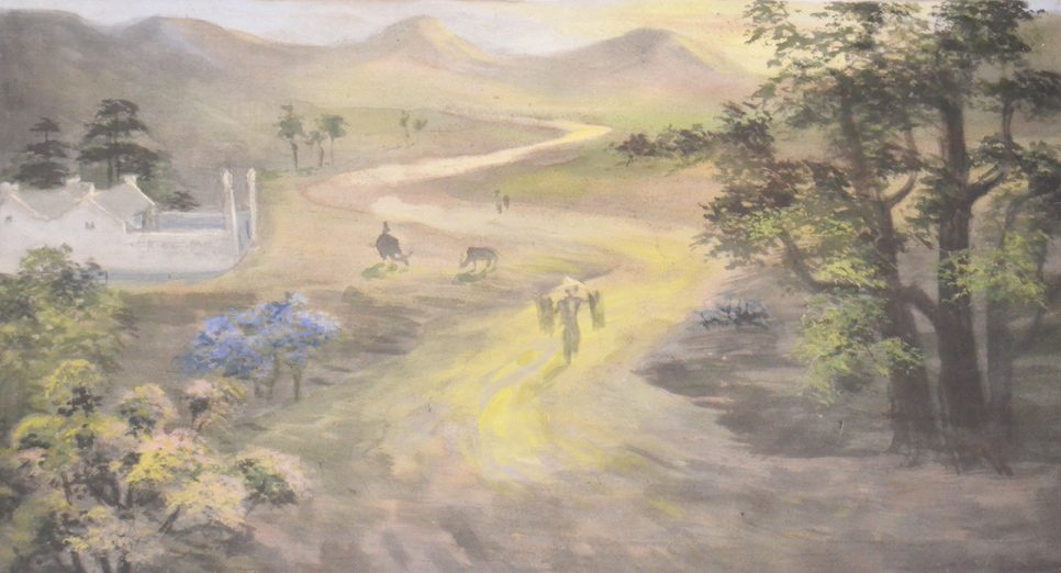 Một bức tranh của họa sĩ Lê Chuyền hiện đang được gia đình ông ở thị xã Quảng Yên lưu giữ.