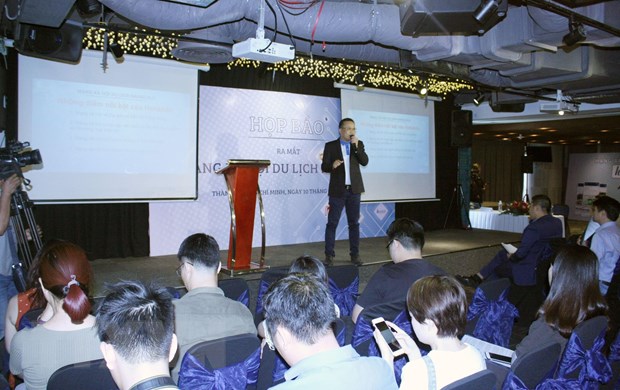 Quang cảnh buổi ra mắt Mạng xã hội du lịch Hahalolo của startup Việt. (Ảnh: Tiến Lực/TTXVN)