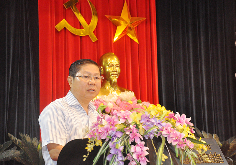 Đồng chí Lê Tấn Dũng, Thứ trưởng, Bí thư Đảng ủy Bộ Lao động Thương binh & Xã hội phát biểu tại hội nghị.
