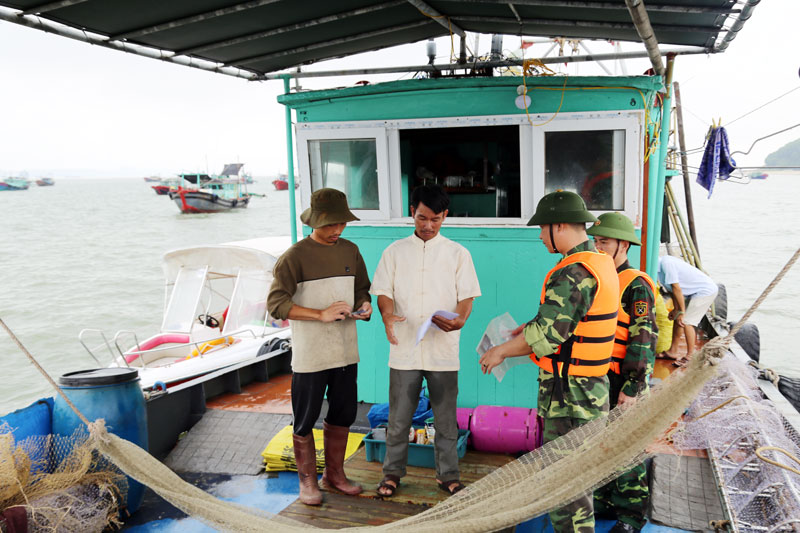 Đồn Biên phòng Trà Cổ bắt giữ 2 phương tiện khai thác thủy sản trái phép ngày 1/6 trên vùng biển thuộc phường Bình Ngọc.
