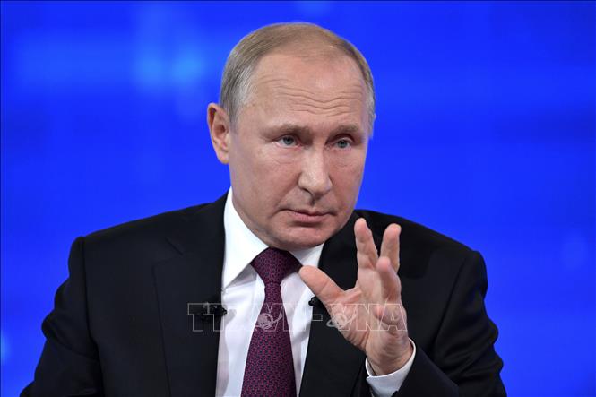 Tổng thống Nga Vladimir Putin phát biểu tại Moskva ngày 20/6/2019. Ảnh: AFP/TTXVN