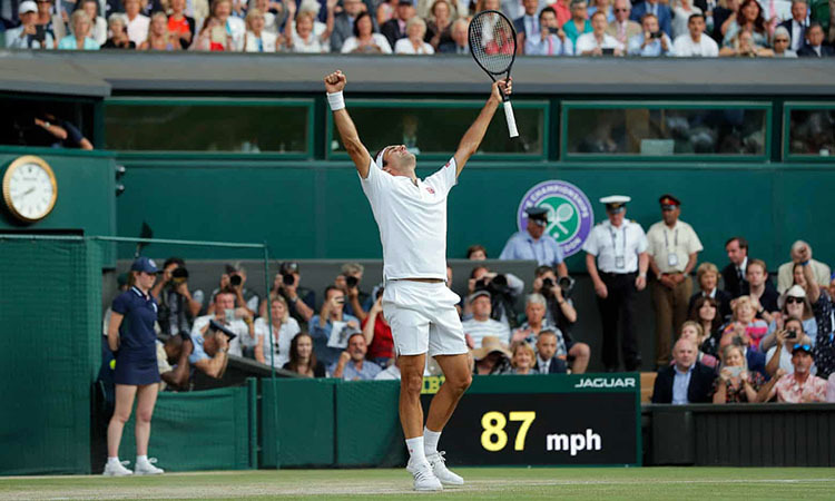 Niềm vui chiến thắng của Federer. Ảnh: AFP.