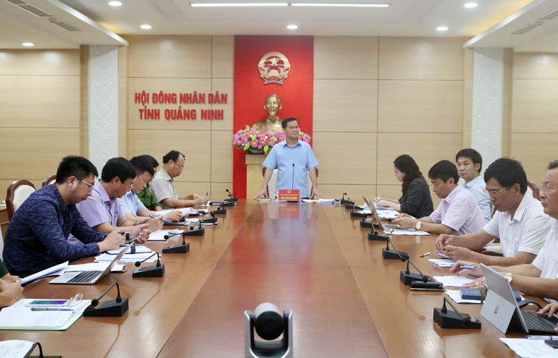 Phó Chủ tịch UBND tỉnh Bùi Văn Khắng phát biểu kết luận cuộc họp.