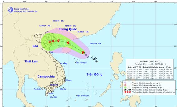 Công điện khẩn về chủ động các biện pháp phòng, chống bão số 3 (WIPHA)