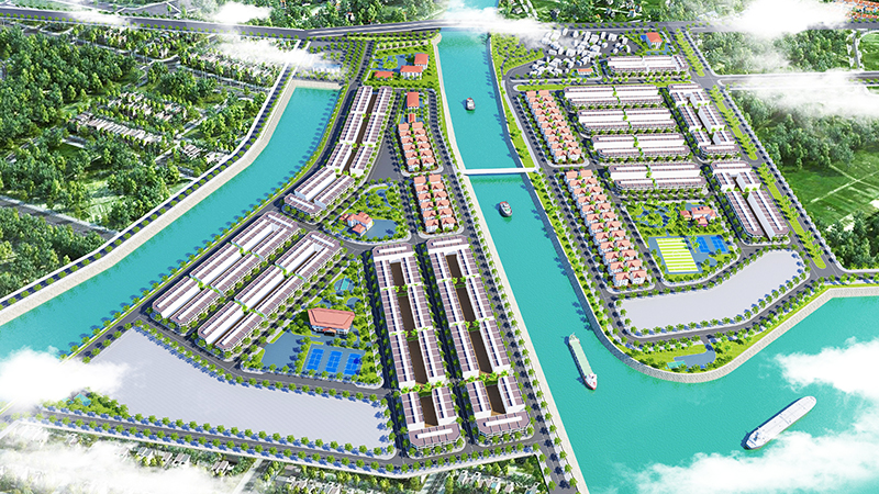 Phối cảnh dự án khu biệt thự Sông Uông hiện đang được triển khai