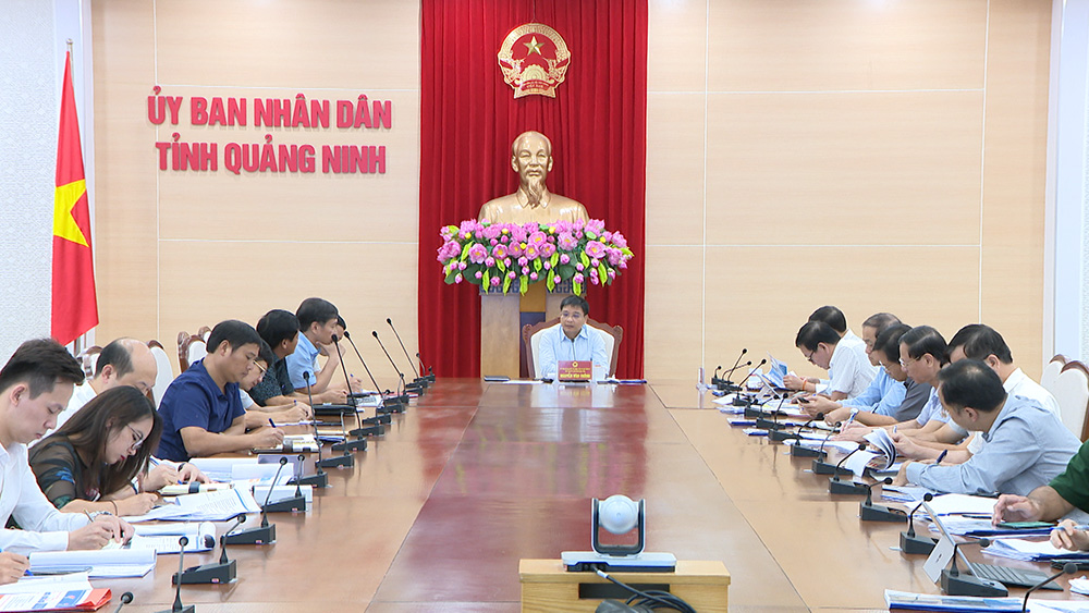 Đồng chí Nguyễn Văn Thắng, Chủ tịch UBND tỉnh chủ trì cuộc họp.