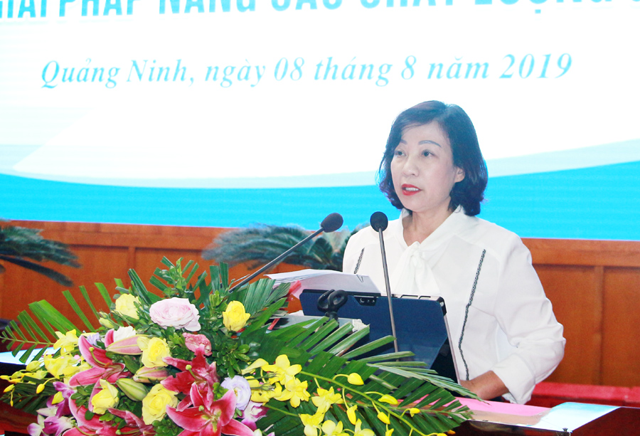 Đồng chí Vũ Thị Thu Thủy, Phó Chủ tịch UBND tỉnh, đánh giá kết quả Kỳ thi THPT quốc gia 2019 trên địa bàn tỉnh.