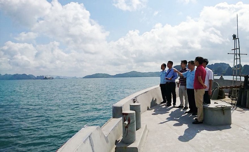 Hải quan Quảng Ninh cùng lực lượng chức năng và các nhà đầu tư khảo sát đầu tư hạ tầng phục vụ dịch vụ logistics tại Cảng Hòn Nét-Con Ong (Cẩm Phả).   