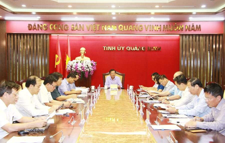 Đồng chí Nguyễn Văn Đọc, Bí thư Tỉnh ủy, chủ trì cuộc họp.
