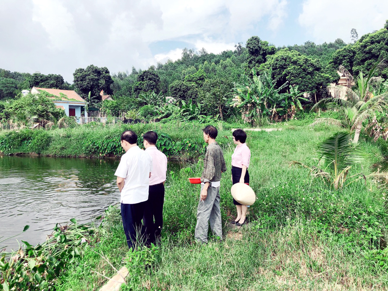 Hội LHPN huyện Hoành Bồ phối hợp với Ngân hàng chính sách xã hội huyện giám sát thực hiện mô hình vay vốn giải quyết việc làm tại xã Lê Lợi, huyện Hoành Bồ.
