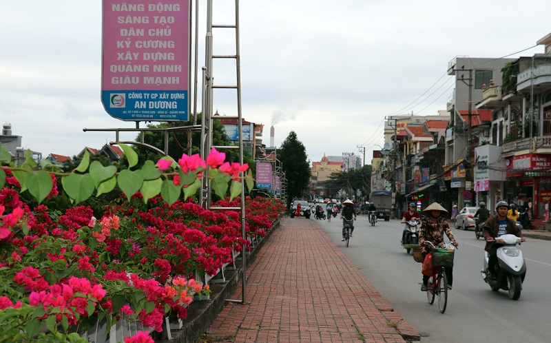 Hạ tâng giao thông, vệ sinh môi trường, trồng hoa tại các tuyến đường luôn được TP Uông Bí quan tâm, tạo diện mạo đô thị mới khang trang sạch đẹp.
