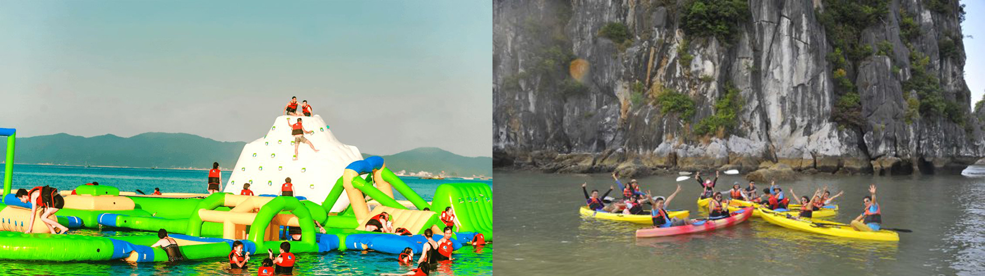Các sản phẩm công viên nước bơm hơi, chèo thuyền Kayak là những sản phẩm du lịch dưới nước của Công ty được du khách cả nước ưa chuộng.