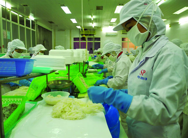Nhà máy Chế biến thuỷ sản thuộc Công ty CP XNK thuỷ sản Quảng Ninh tại phường Bạch Đằng (TP Hạ Long)