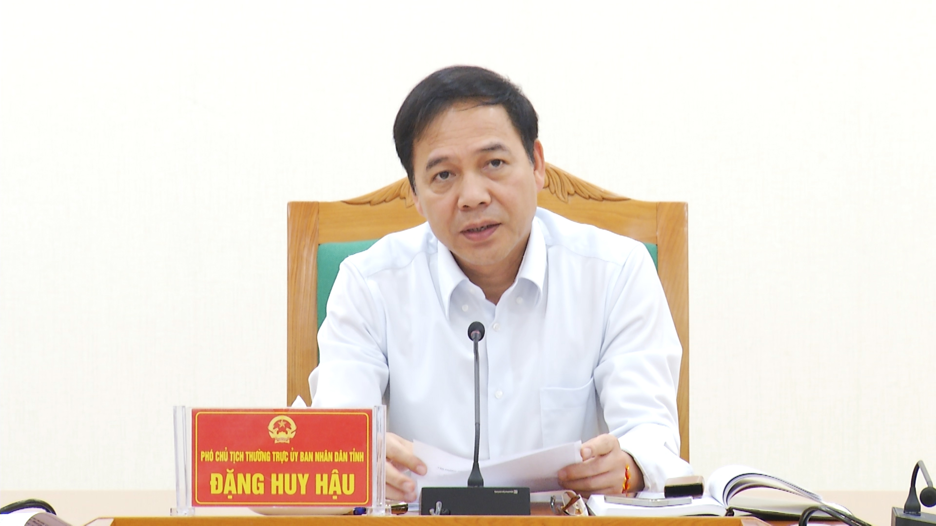Đ/c Đặng Huy Hậu - Phó Chủ tịch Thường trực UBND tỉnh phát biểu tại hội nghị
