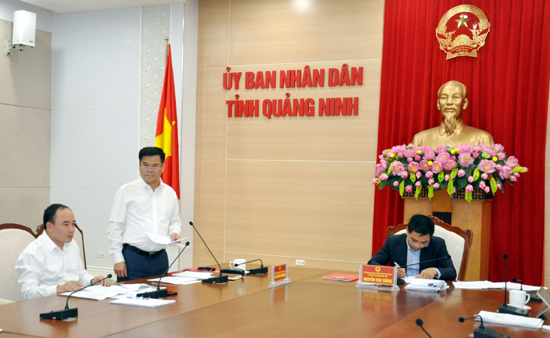 Đồng chí Bùi Văn Khắng, Phó Chủ tịch UBND tỉnh phát biểu tại buổi làm việc 